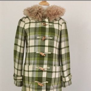 Beautiful J Crew green plaid coat